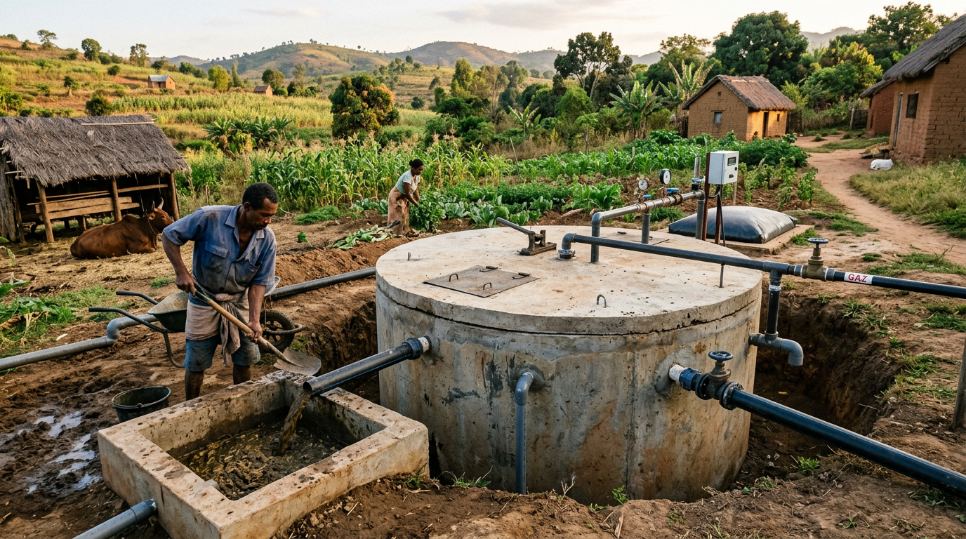 Digesteur biogaz industriel — valorisation déchets organiques Madagascar
